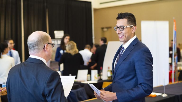 student at career fair