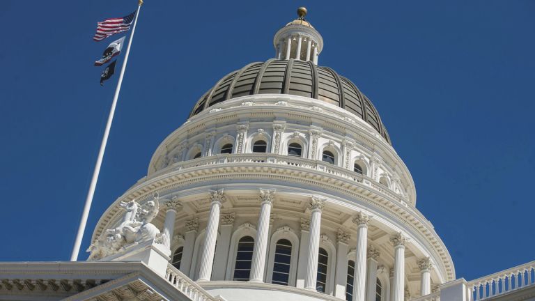 A close up shot of the California Capitol Building 