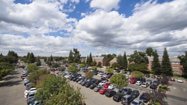 a campus parking lot