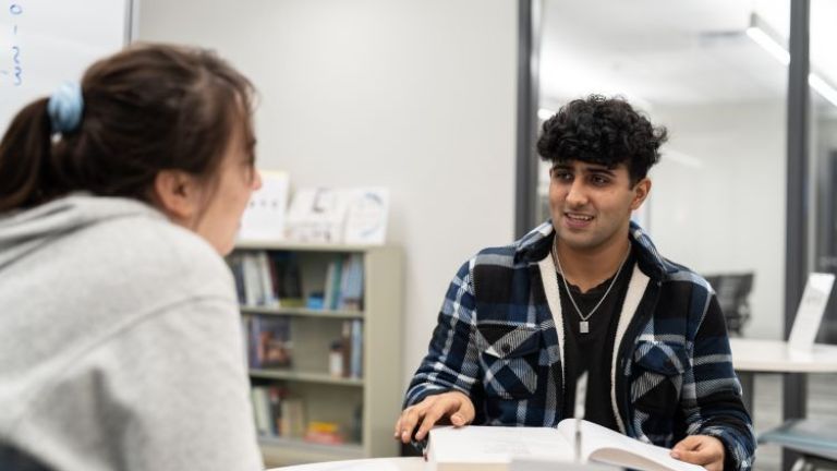 Students studying in the library