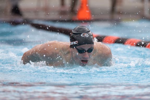 Pacific swimmer swimming in the pool.