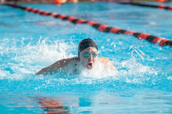 Pacific swimmer swimming in the pool.