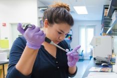 Student in research lab