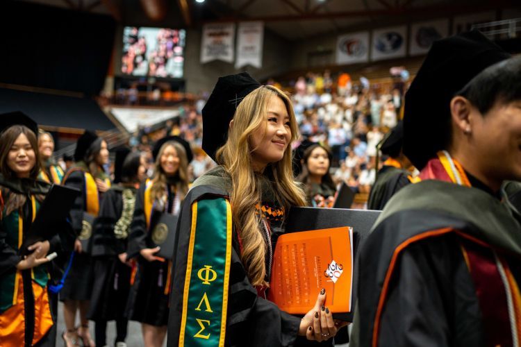 Students lined up at Commencement.