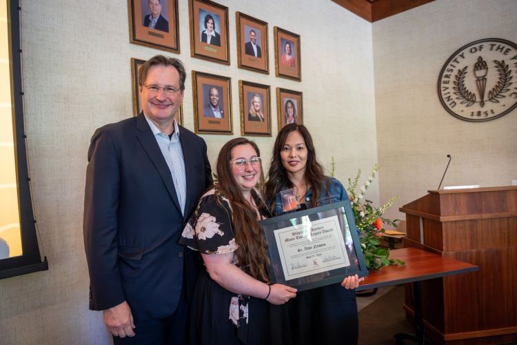 (L-R) Conservatory of Music Dean Peter Witte, Casie Little and Cathy Mangaoang-Welsh, director of social services at St. Joseph's Behavioral Health Center