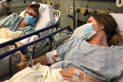 Cierra Williams and her mother Jeannine Williams in the hospital.