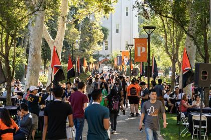 students on Knoles Lawn