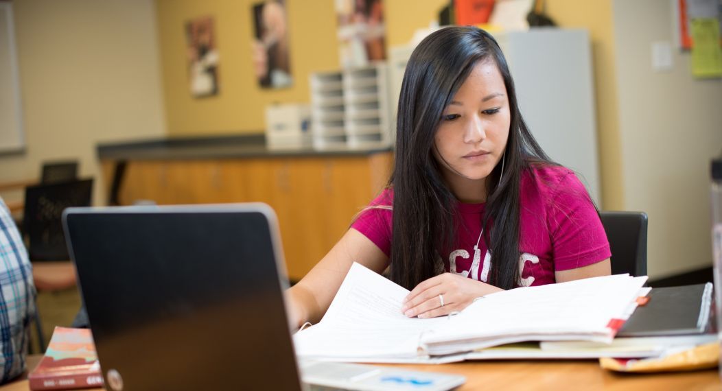 student studying