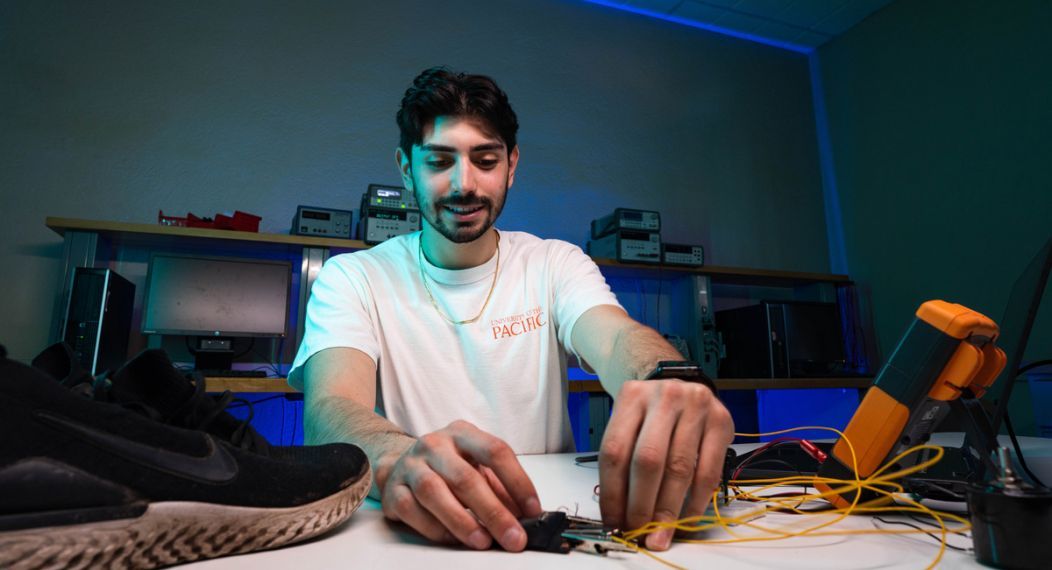 Joaquin Gonzalez, bioengineering major, works on his senior project.