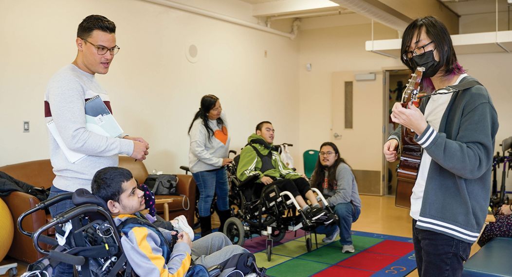 Music therapy students at Walton School in Stockton