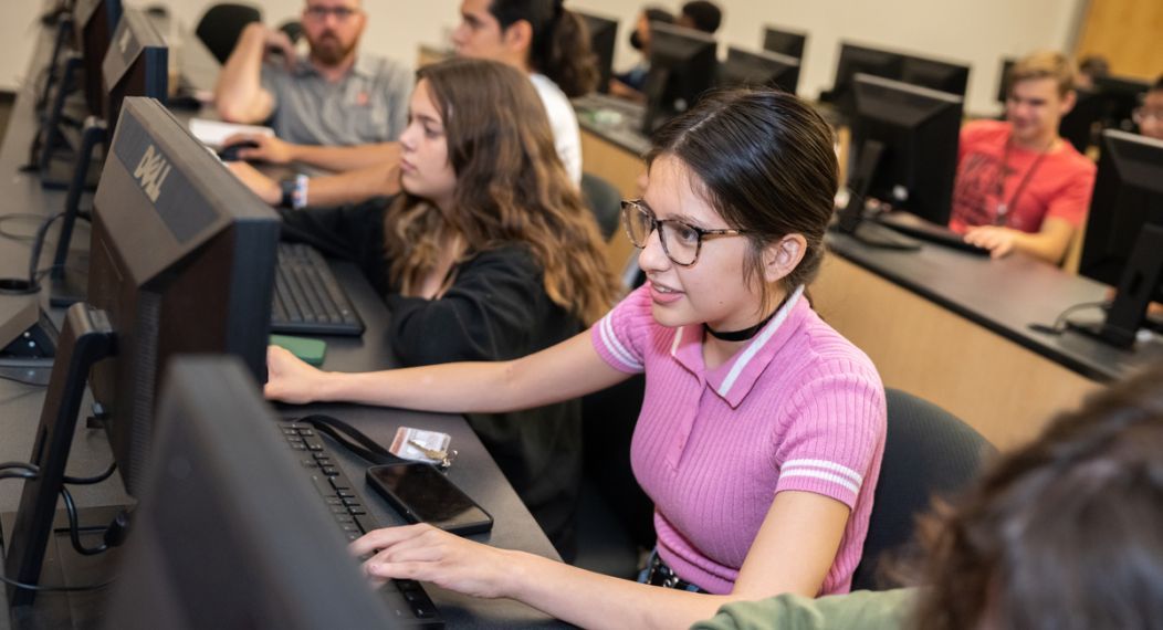 Students working on the computer