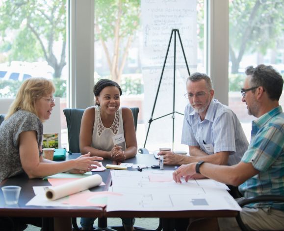 staff meeting in Library