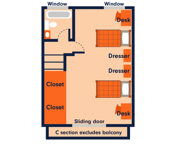 Townhous 1 bedroom level 2 floorplan