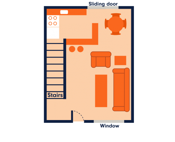 Townhous 2 bedroom level 1 floorplan