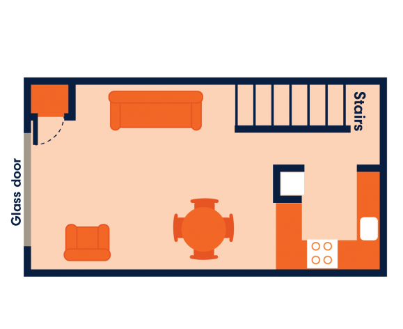 Two bedroom floorplan level 1