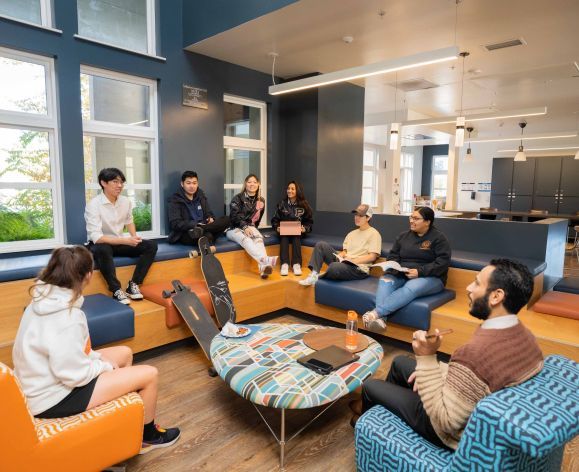 students together in calaveras lobby