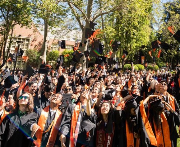 graduates throwing their caps in the air