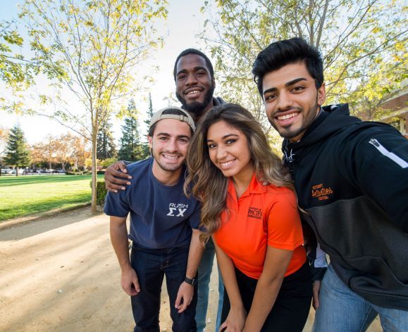 Students take a selfie on University of the Pacific's Stockton campus.