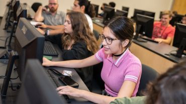 Students working on the computer